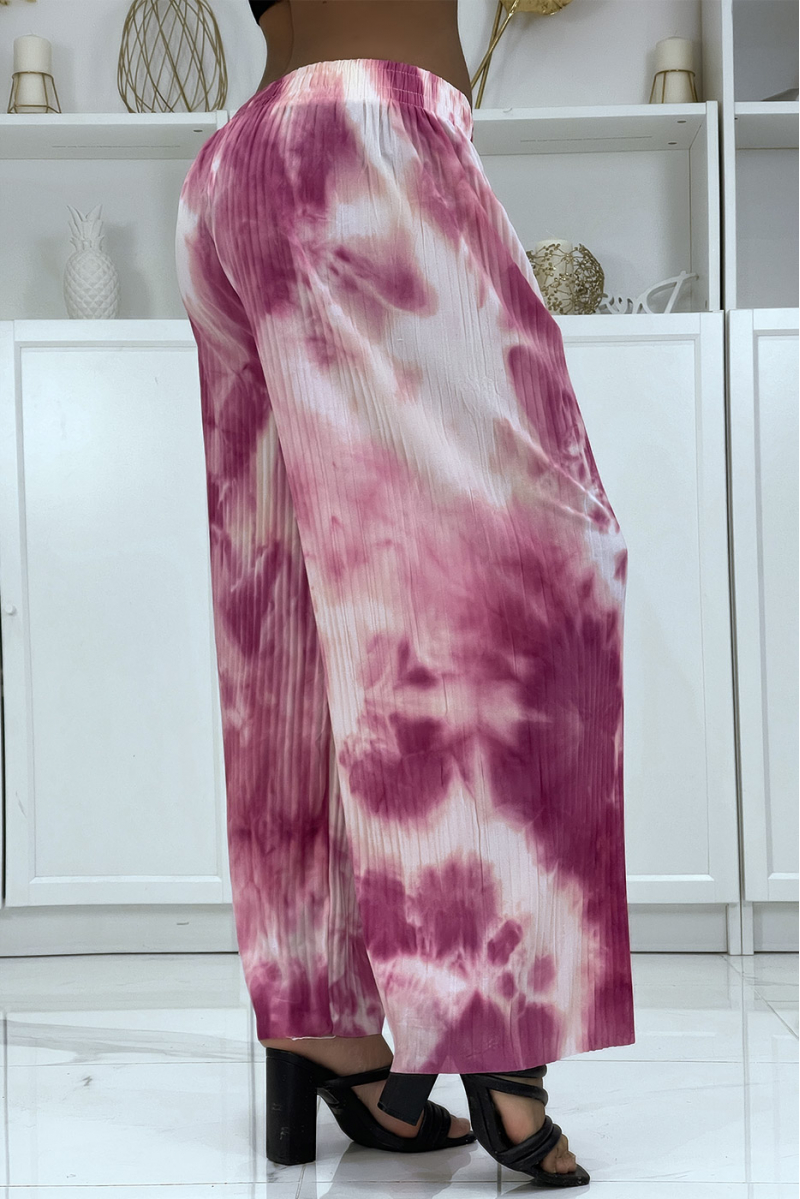 Tie-dye pink pleated palazzo pants - 3