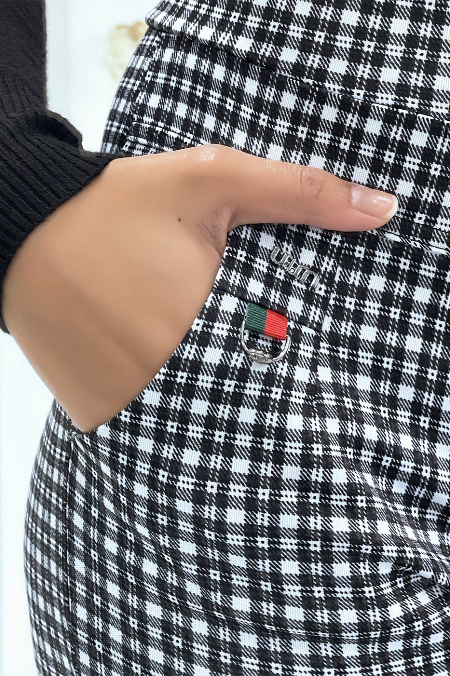 Jegging imprimé à carreaux noir - 4