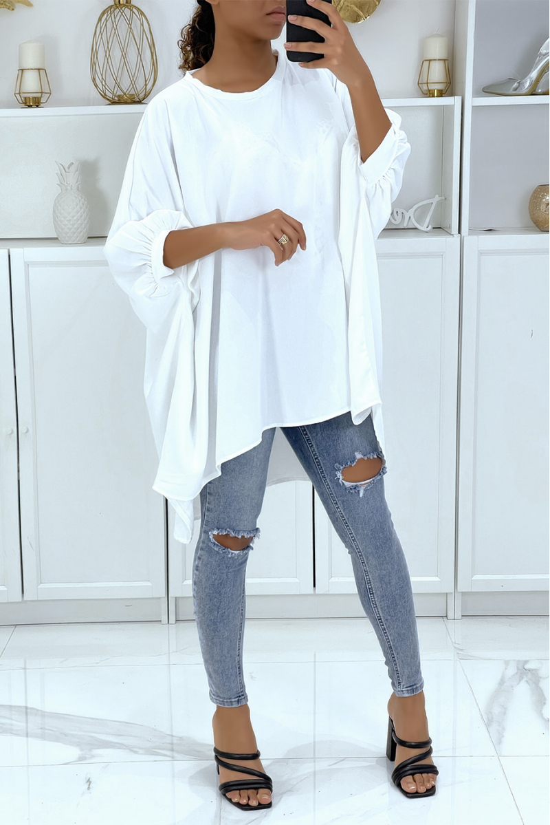 Trendy white oversized tunic dress - 1