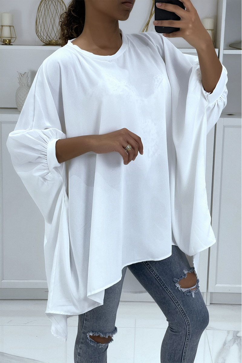 Trendy white oversized tunic dress - 3