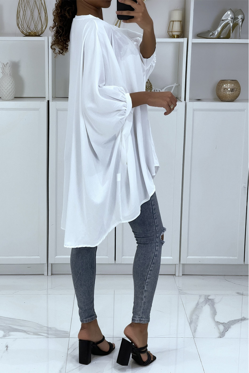Trendy white oversized tunic dress - 4