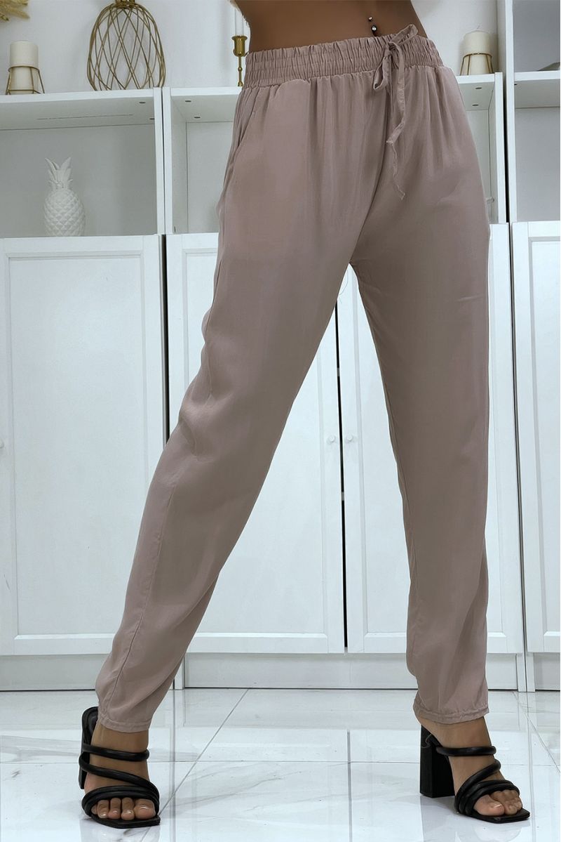 B-40 carrot fit taupe fluid pants - 1