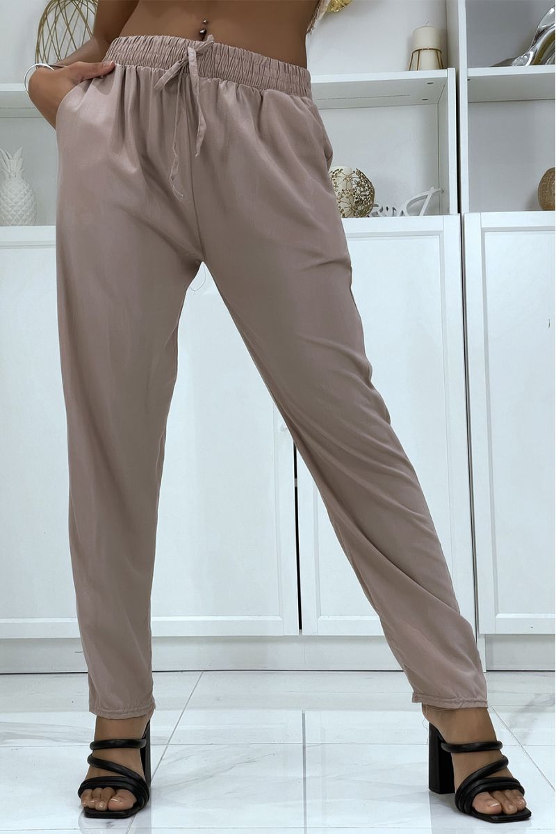 B-40 carrot fit taupe fluid pants - 3