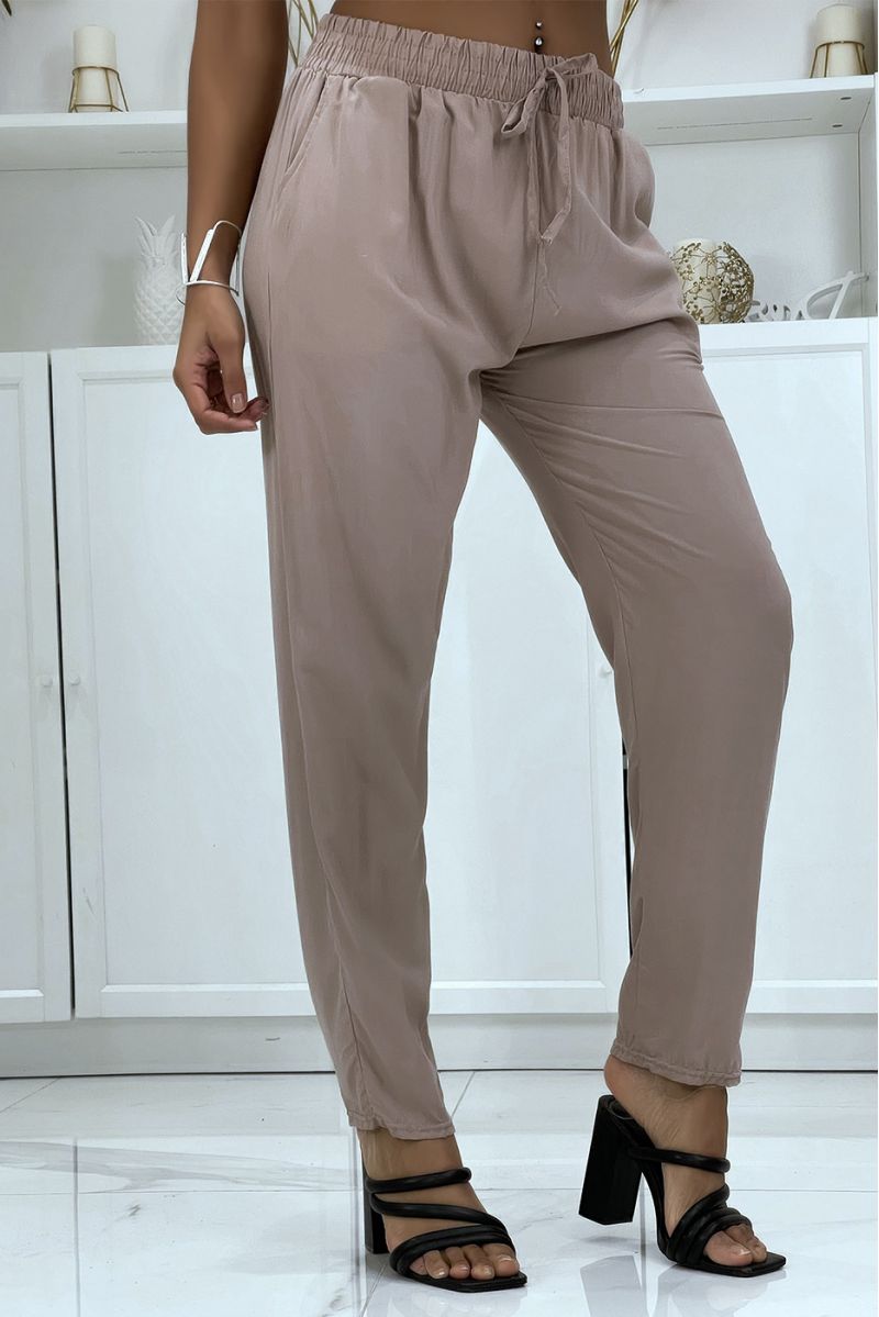 B-40 carrot fit taupe fluid pants - 6