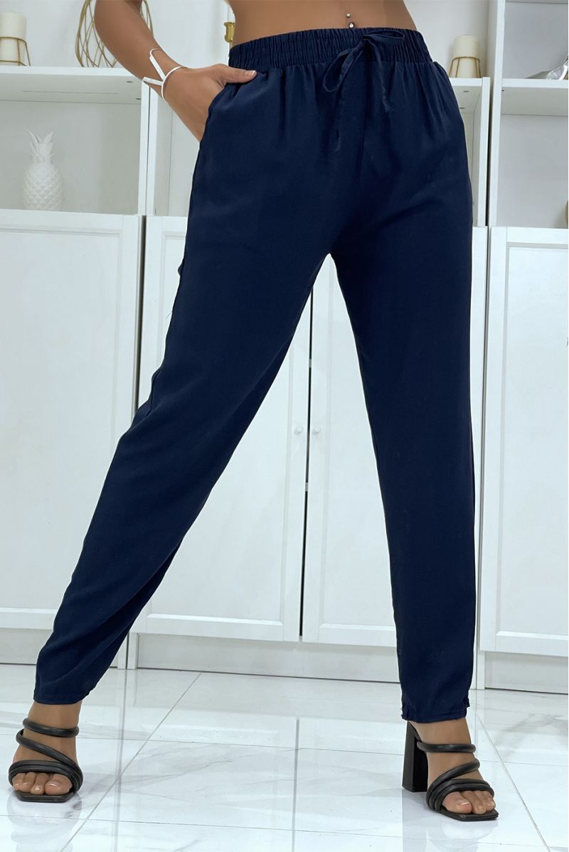 Pantalon fluide marine coupe carotte B-40 - 1 Pantalon fluide marine coupe carotte B-40 - 1