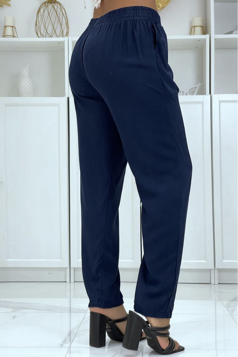 Pantalon fluide marine coupe carotte B-40 - 4 Pantalon fluide marine coupe carotte B-40 - 4