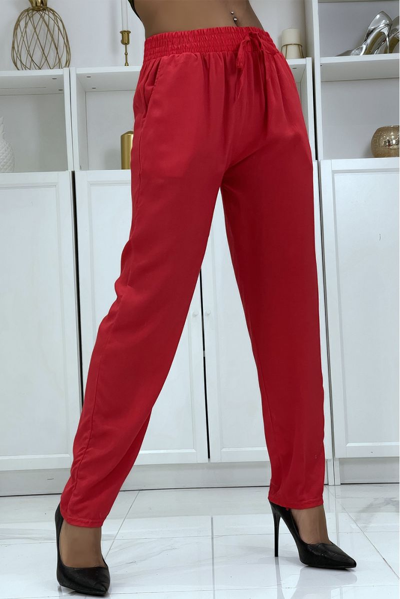 Pantalon fluide rouge coupe carotte B-40 - 3