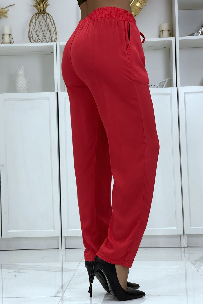 Pantalon fluide rouge coupe carotte B-40 - 4