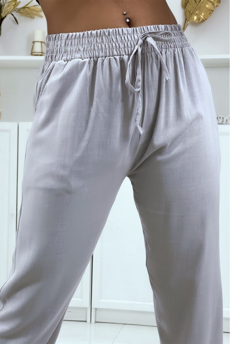 Pantalon fluide gris coupe carotte B-40 - 4