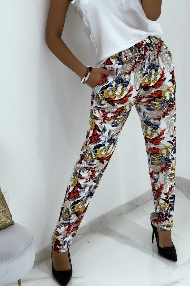 B-59 white floral flowing pants - 1
