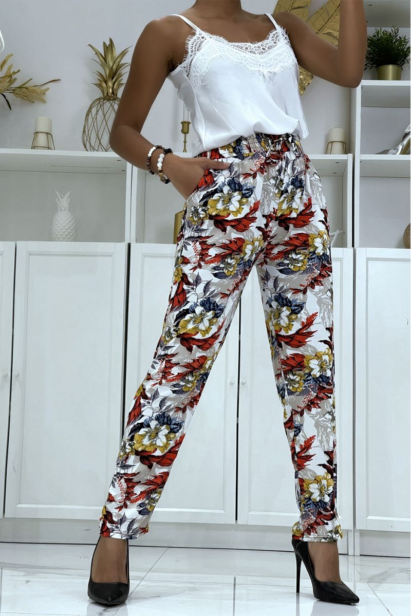 B-59 white floral flowing pants - 2