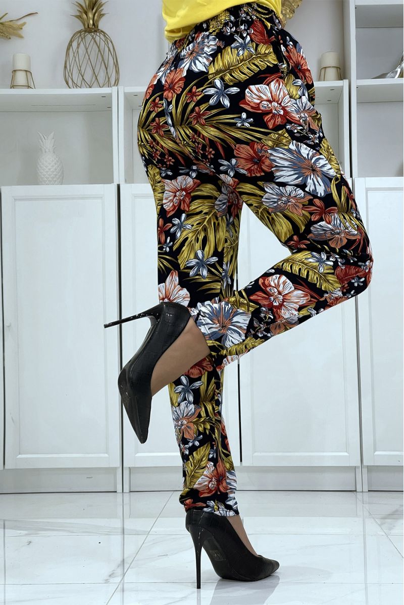 Mustard fluid pants with floral pattern B-59 - 4