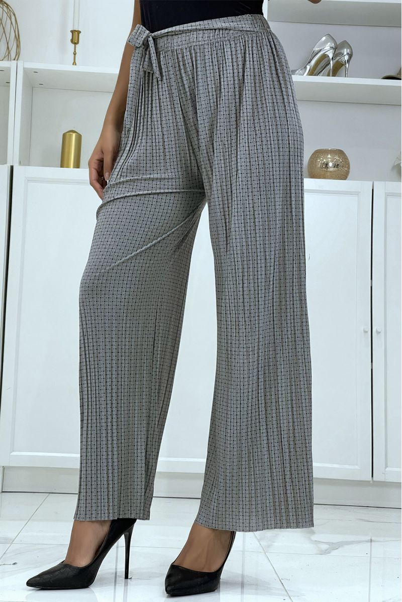 Gray flowing printed trousers - 3