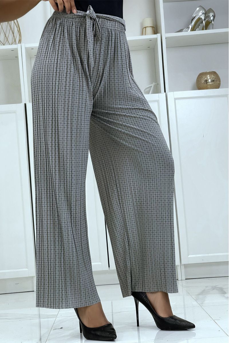 Gray flowing printed trousers - 4