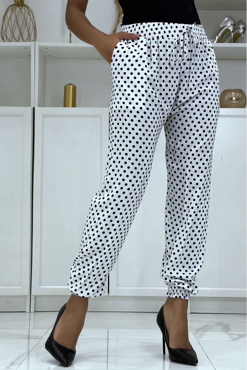 Fluid white polka dot trousers A-5 - 1