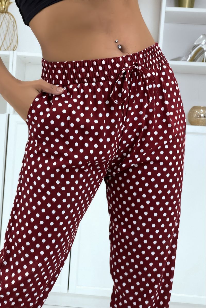 Fluid burgundy trousers with polka dots A-5 - 3