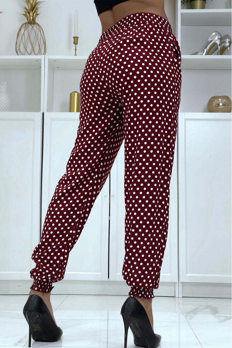 Fluid burgundy trousers with polka dots A-5 - 4