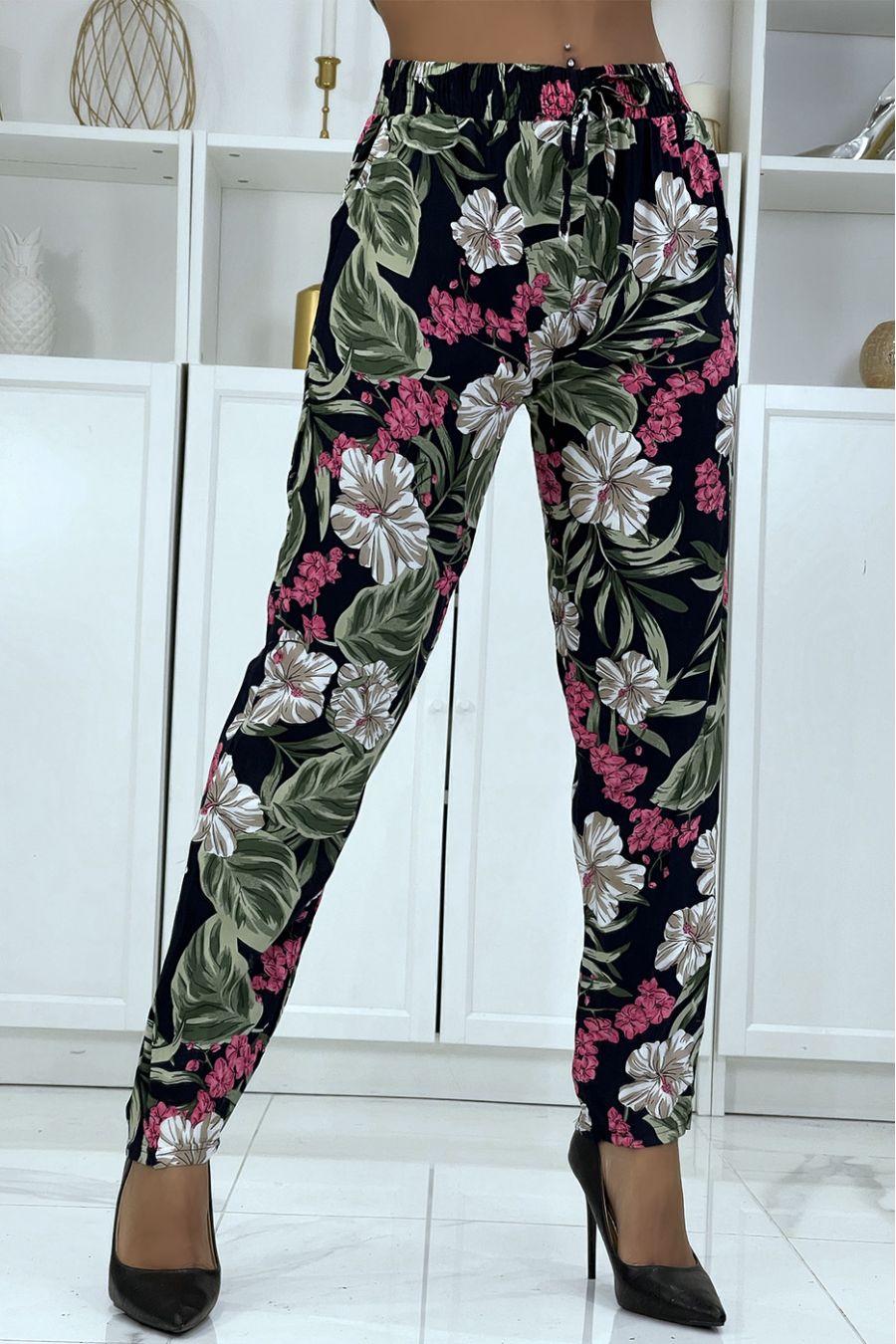 floral fluid wide leg pants