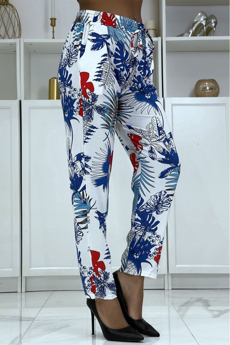 B-5 white floral flowing pants - 2