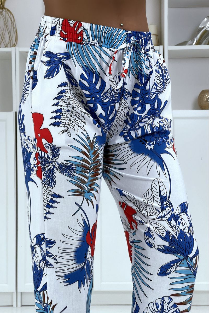 B-5 white floral flowing pants - 4