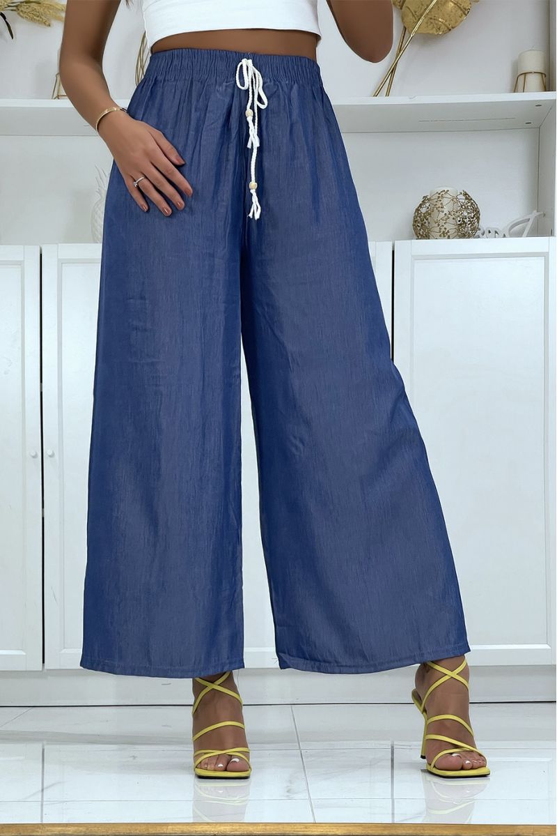 Very fluid royal palazzo pants denim effect HL-650 - 1 Very fluid royal palazzo pants denim effect HL-650 - 1
