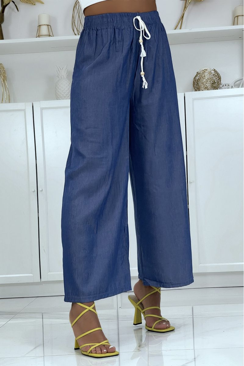 Very fluid royal palazzo pants denim effect HL-650 - 2 Very fluid royal palazzo pants denim effect HL-650 - 2