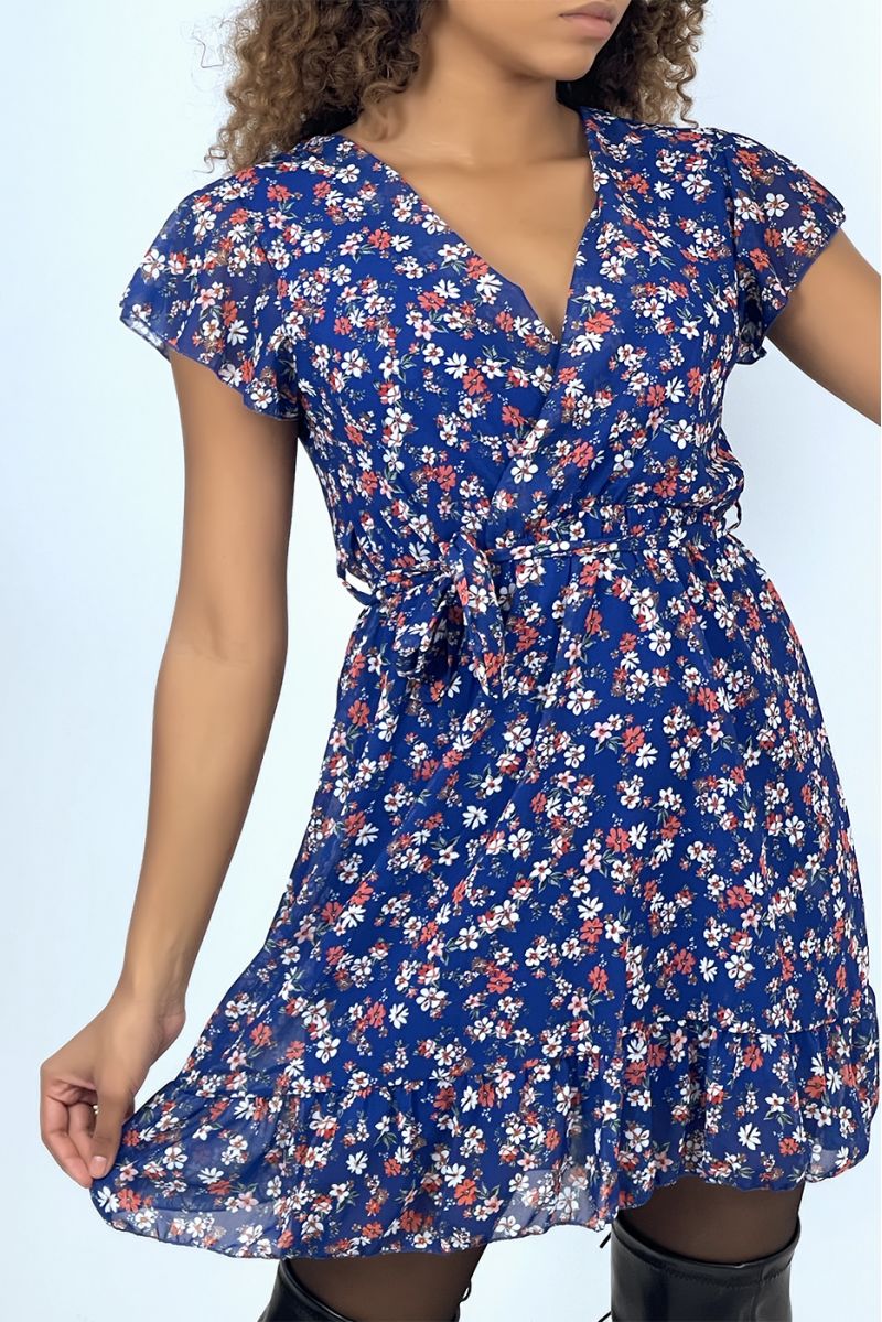 Royal floral wrap dress with liberty pattern - 1