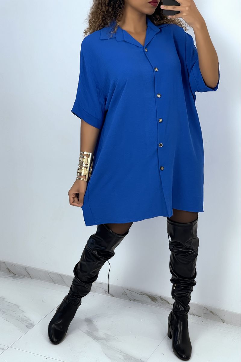 Royal over size shirt dress with batwing sleeves - 1