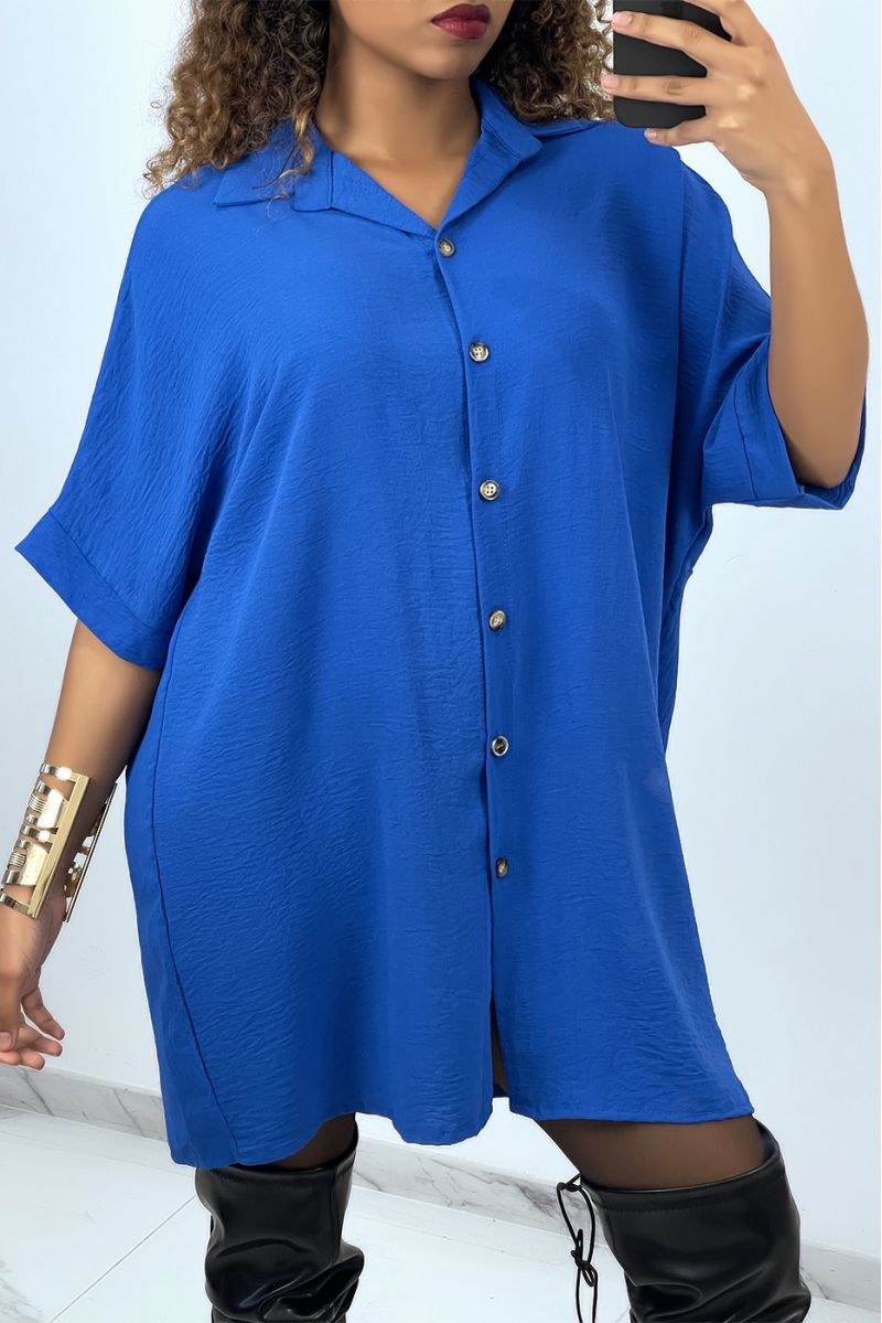 Royal over size shirt dress with batwing sleeves - 2