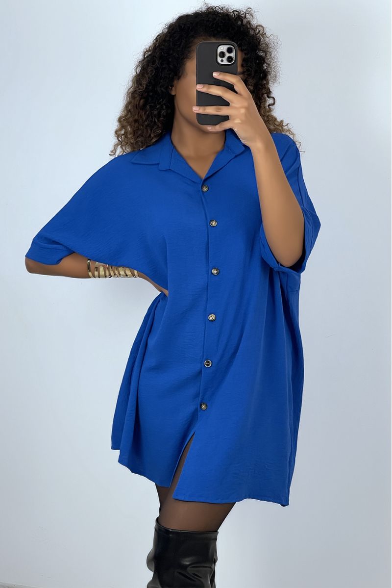 Robe chemise over size royal manches chauve souris  - 3