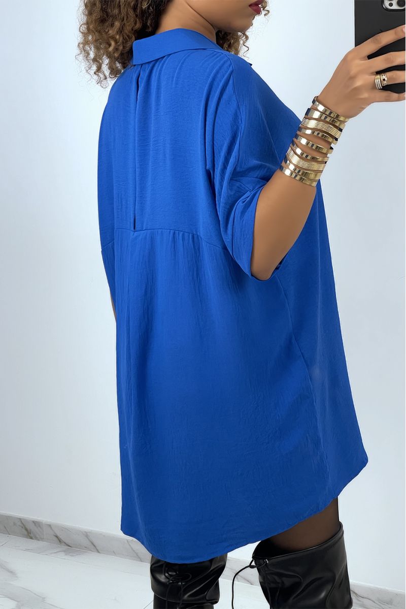 Royal over size shirt dress with batwing sleeves - 4