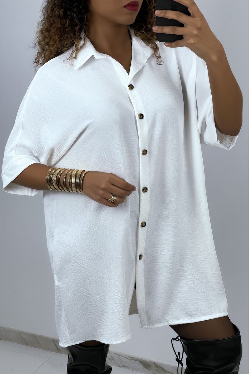 Oversized white shirt dress with batwing sleeves - 2