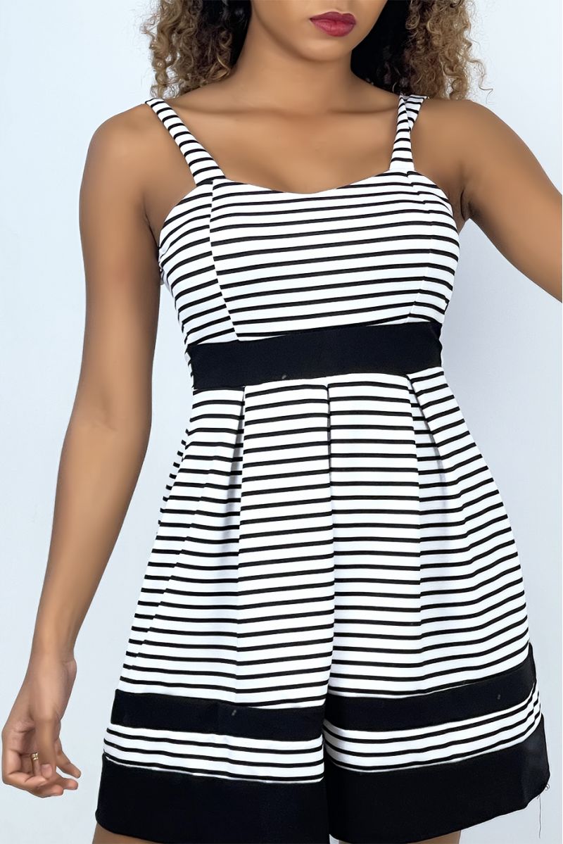 Black and white sailor dress with straps - 1