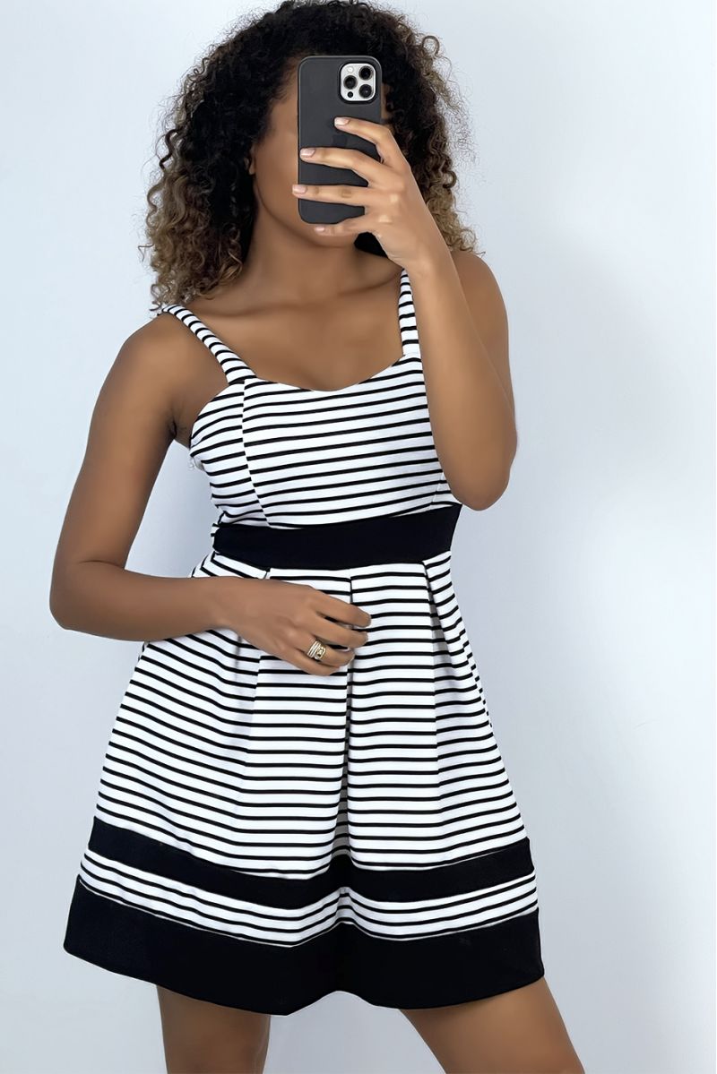 Black and white sailor dress with straps - 2