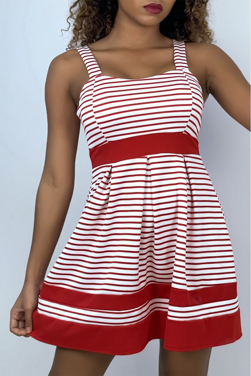 Rood-witte matrozenjurk met bandjes - 1