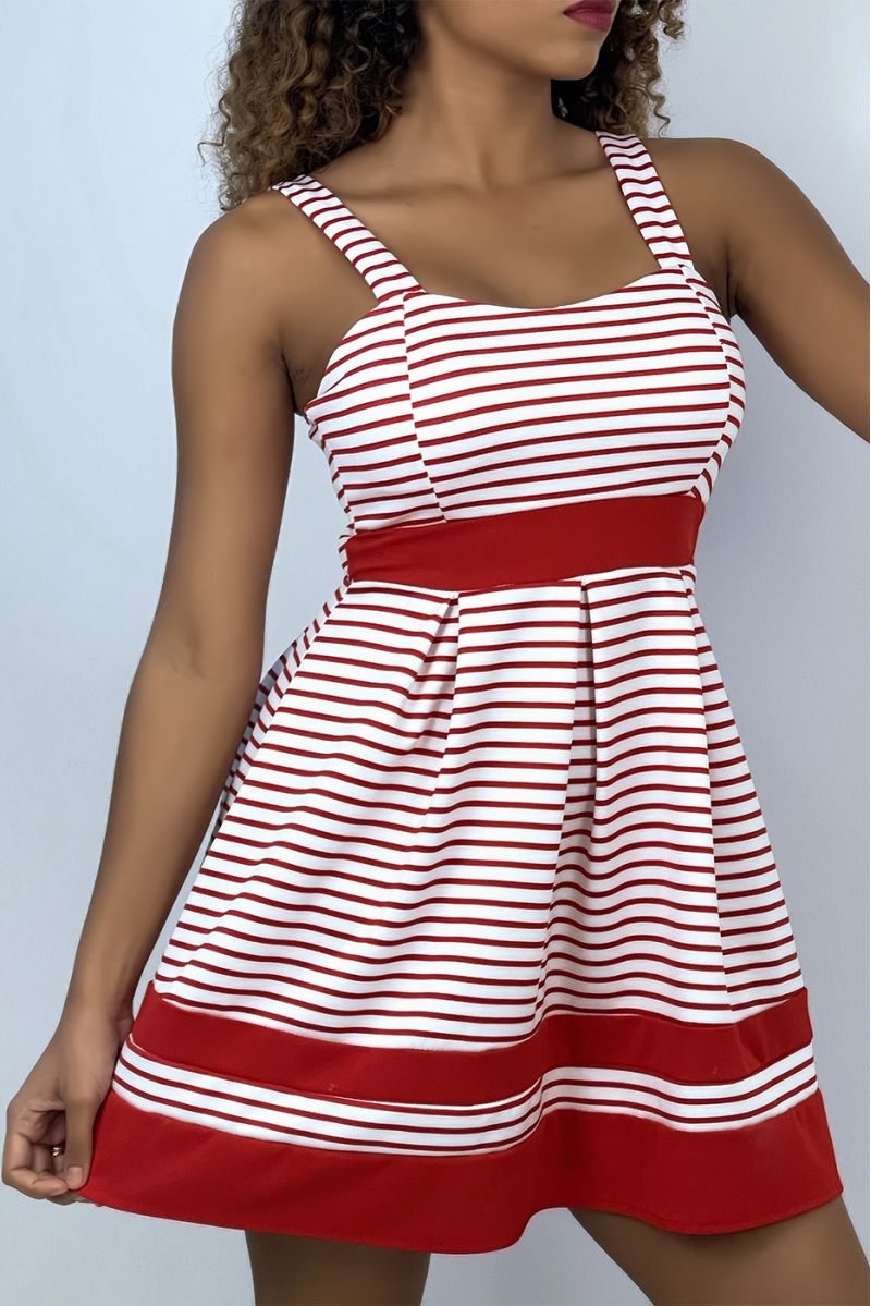 Rood-witte matrozenjurk met bandjes - 2