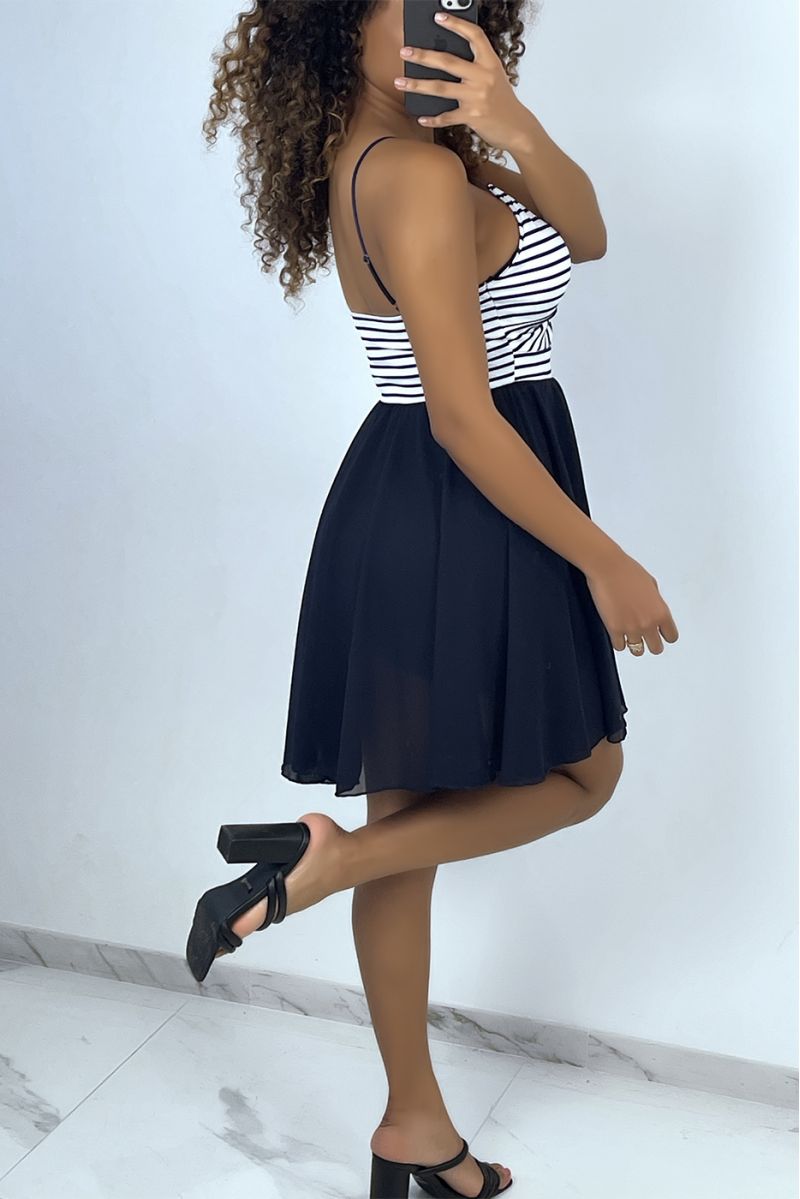RoNe marineblauw en wit gestreepte strapless gekruiste top - 4
