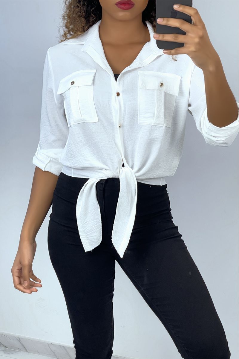 White shirt that ties with golden buttons - 1 White shirt that ties with golden buttons - 1