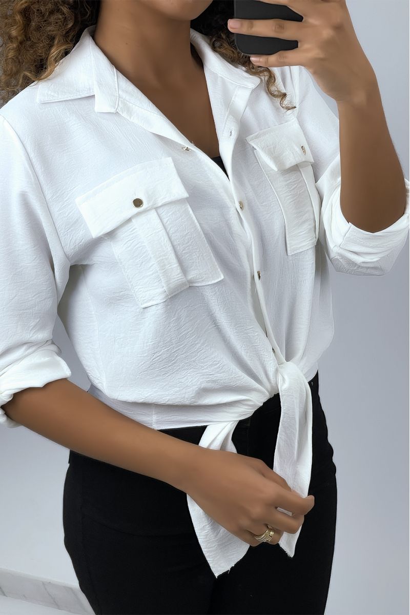 White shirt that ties with golden buttons - 2 White shirt that ties with golden buttons - 2