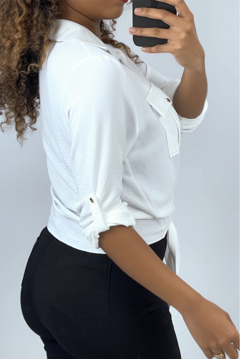 White shirt that ties with golden buttons - 3 White shirt that ties with golden buttons - 3