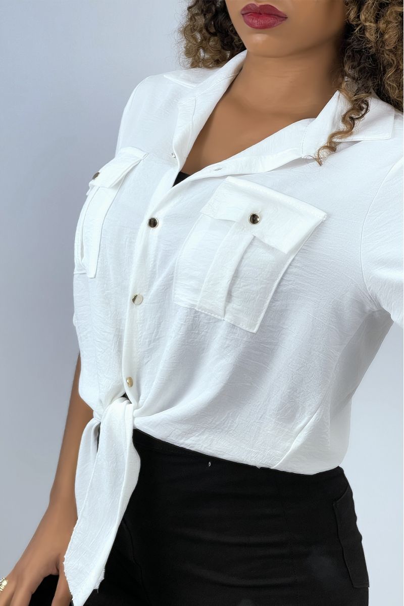 White shirt that ties with golden buttons - 4 White shirt that ties with golden buttons - 4