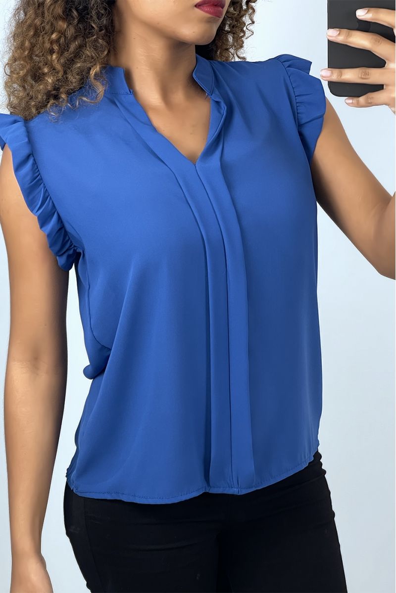 Short-sleeved royal blouse with ruffles - 1 Short-sleeved royal blouse with ruffles - 1