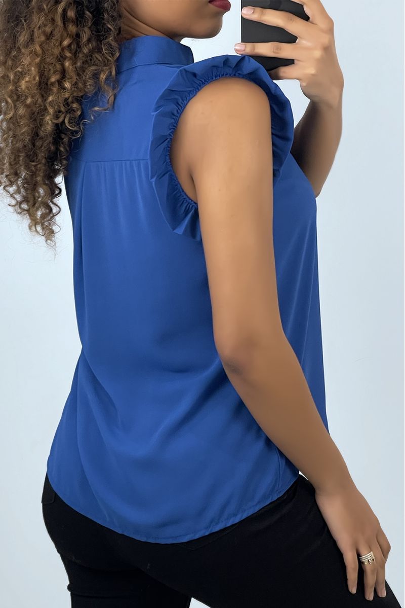 Short-sleeved royal blouse with ruffles - 2 Short-sleeved royal blouse with ruffles - 2