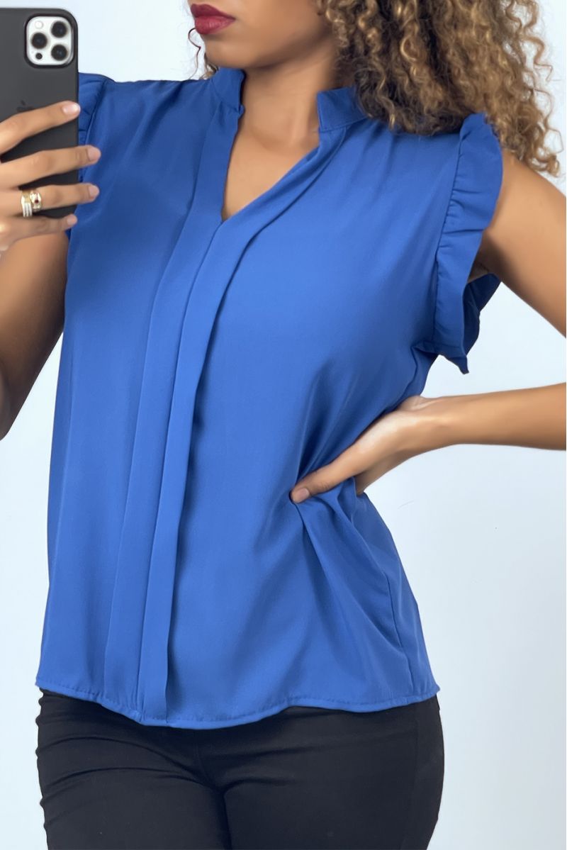 Short-sleeved royal blouse with ruffles - 3 Short-sleeved royal blouse with ruffles - 3
