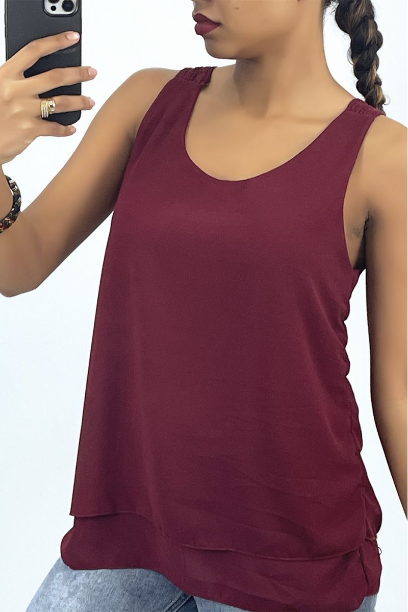 Long burgundy tank top with lace details on the back - 3 Long burgundy tank top with lace details on the back - 3
