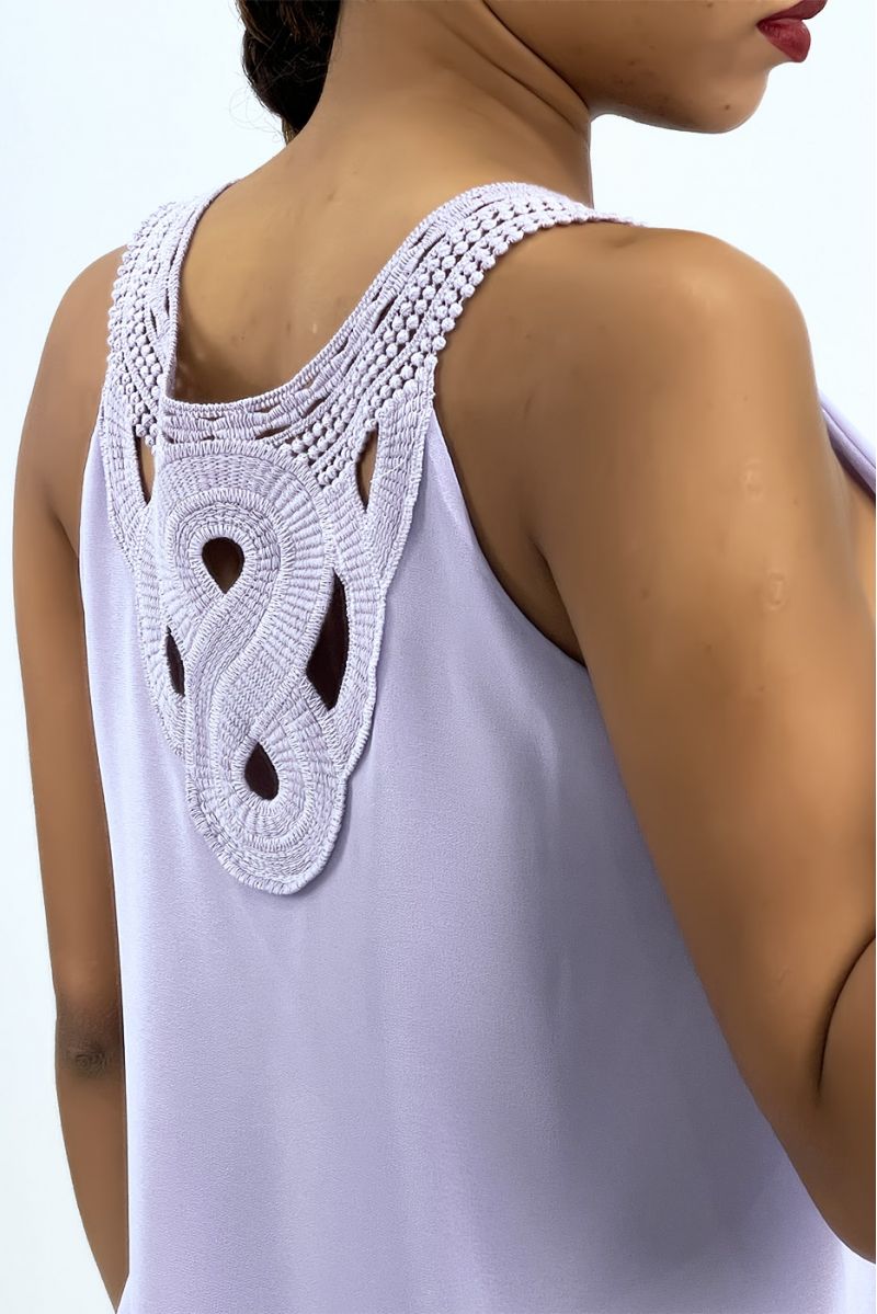Long lilac tank top with lace details on the back - 2