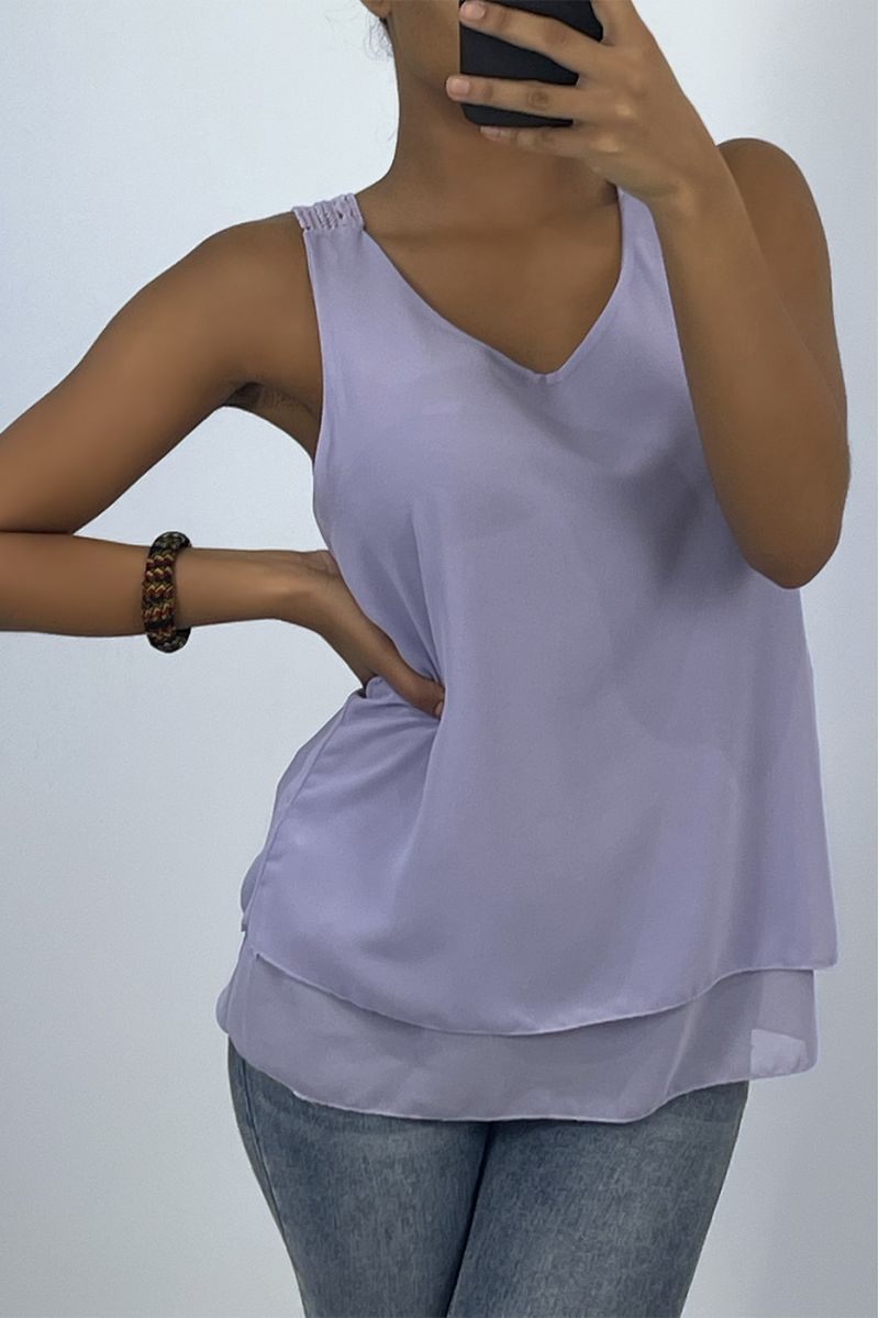 Long lilac tank top with lace details on the back - 3