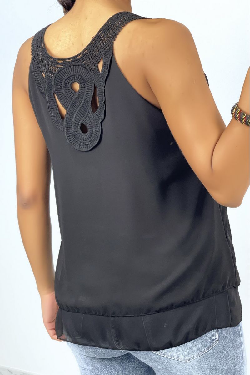 Long black tank top with lace details on the back - 2 Long black tank top with lace details on the back - 2