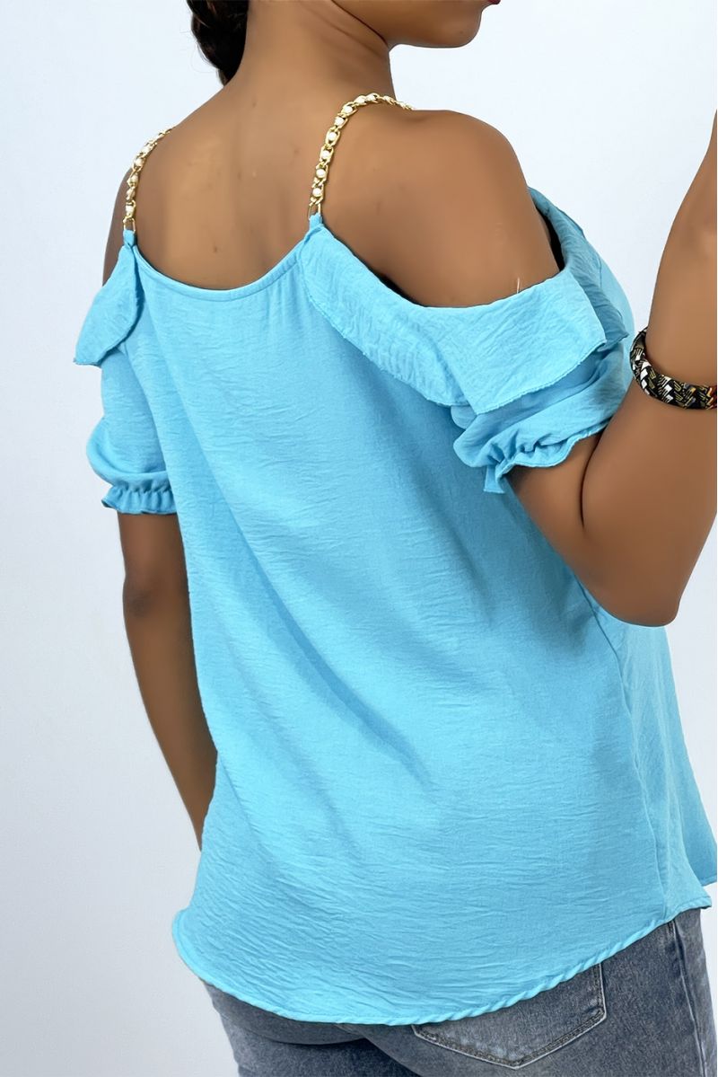 Water green flowing top with bare shoulders - 2 Water green flowing top with bare shoulders - 2