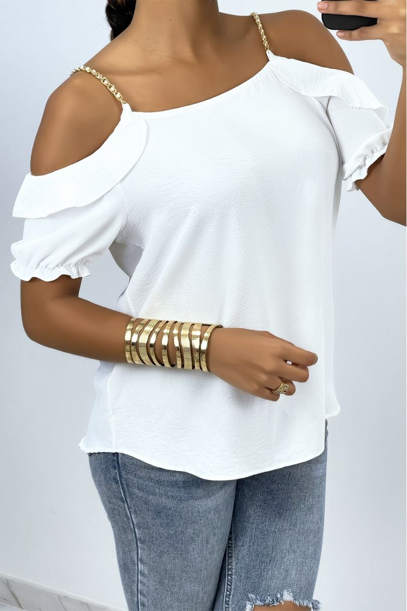 Flowing white off-the-shoulder top - 1